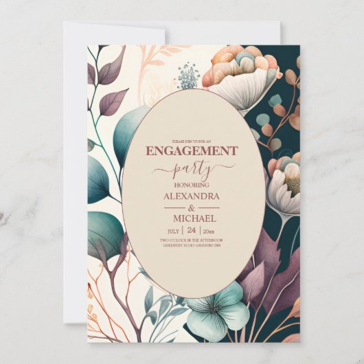 Retro  Sixties Terracotta Verloving Kaart (Voorkant)