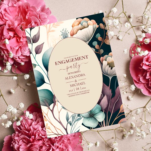 Retro  Sixties Terracotta Verloving Kaart