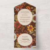 Retro  Sixties Terracotta Wedding All In One Uitnodiging (Binnen)