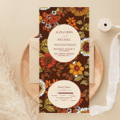 Retro  Sixties Terracotta Wedding All In One Uitnodiging