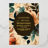 Retro  Sixties Terracotta Wedding Folie Uitnodiging (Voorkant)