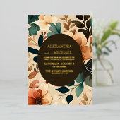 Retro  Sixties Terracotta Wedding Folie Uitnodiging (Staand Voorkant)