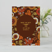 Retro  Sixties Terracotta Wedding Folie Uitnodiging (Staand Voorkant)