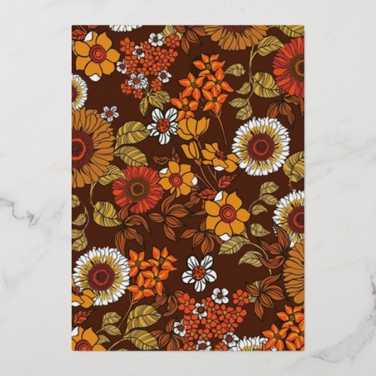 Retro  Sixties Terracotta Wedding Folie Uitnodiging (Achterkant)