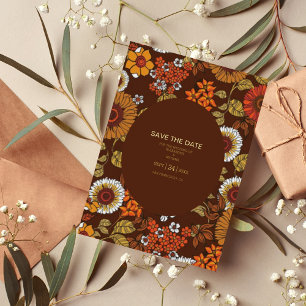 Retro  Sixties Terracotta Wedding Folie Uitnodiging