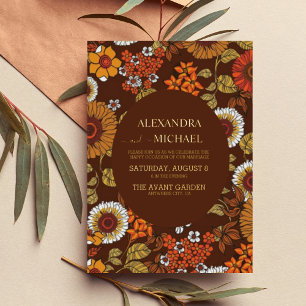 Retro  Sixties Terracotta Wedding Folie Uitnodiging