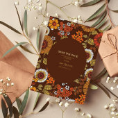 Retro  Sixties Terracotta Wedding Folie Uitnodiging