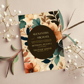 Retro  Sixties Terracotta Wedding Folie Uitnodiging