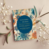 Retro  Sixties Terracotta Wedding Folie Uitnodiging