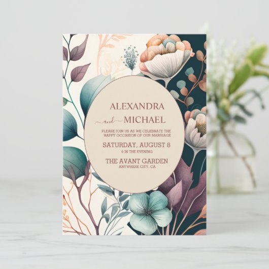 Retro  Sixties Terracotta Wedding Kaart (Staand voorkant)