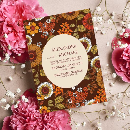 Retro  Sixties Terracotta Wedding Kaart