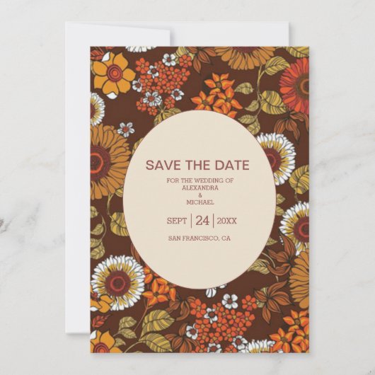 Retro Sixties Terracotta Wedding Save The Date (Voorkant)
