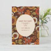 Retro Sixties Terracotta Wedding Save The Date (Staand voorkant)
