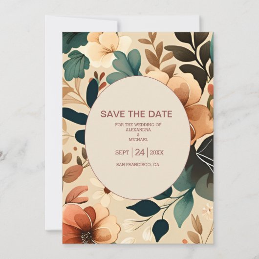 Retro  Sixties Terracotta Wedding Save The Date (Voorkant)