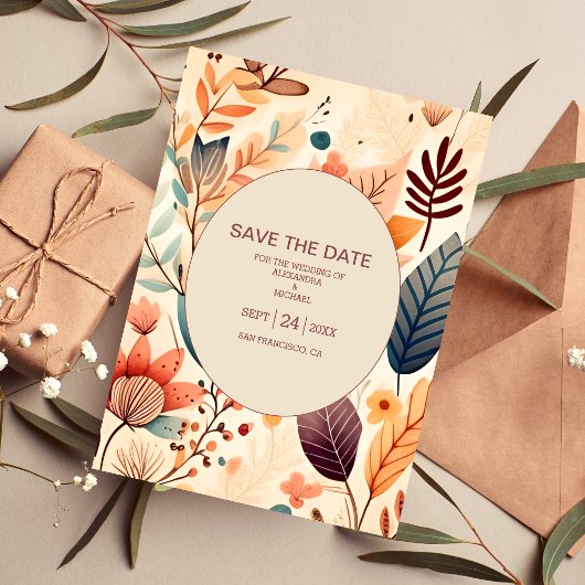 Retro  Sixties Terracotta Wedding Save The Date
