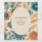 Retro  Sixties Terracotta Wedding Wijn Etiket (Enkel label)