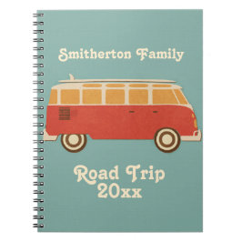 Retro Sixties Van Familie Road Trip Vacking Notitieboek