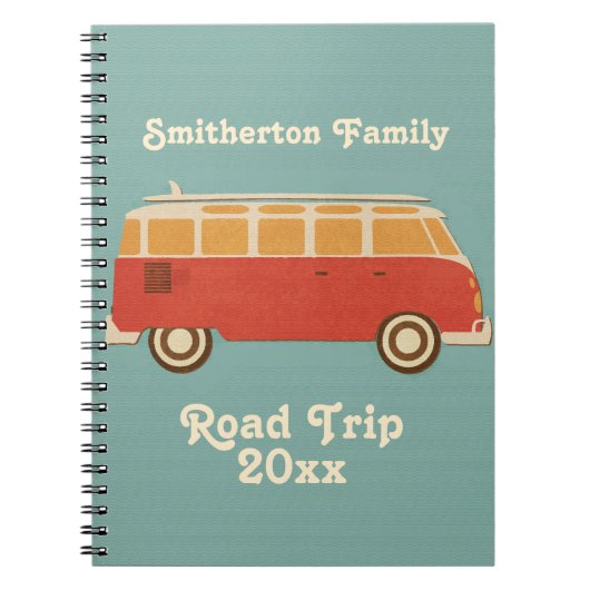 Retro Sixties Van Familie Road Trip Vacking Notitieboek (Voorkant)