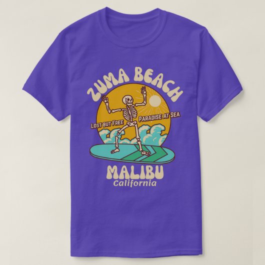 Retro Sixties Zuma Beach Malibu California Beige T T-shirt (Design voorkant)