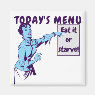 Retro sjabloon met wijzende vrouw uit de jaren 50  magneet