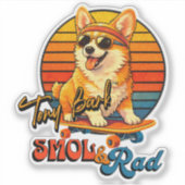 Retro Skate Corgi – Tony Bark™ – Smol & Rad  Sticker (Voorkant)