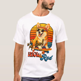 Retro Skate Corgi – Tony Bark™ – Smol & Rad  T-shirt