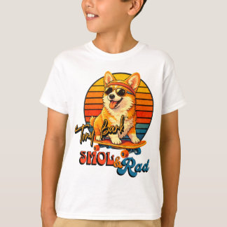 Retro Skate Corgi – Tony Bark™ – Smol & Rad T-shirt