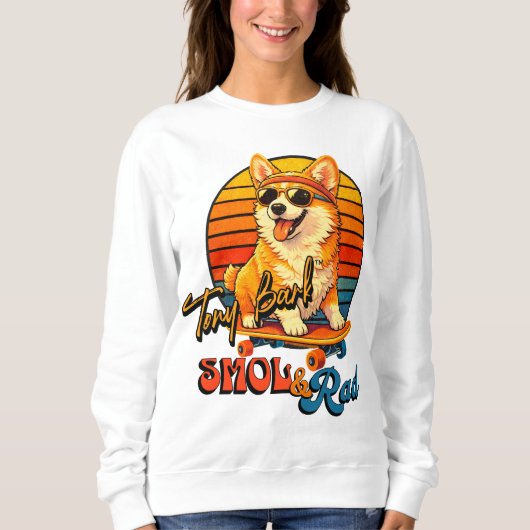 Retro Skate Corgi – Tony Bark™ – Smol & Rad Trui (Voorkant)