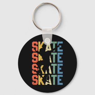 Retro skate skateboarden trucs uitvoerend grappig sleutelhanger