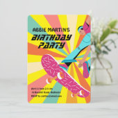 Retro Skateboard Birthday Invitation Kaart (Staand voorkant)
