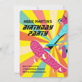 Retro Skateboard Birthday Invitation Kaart (Voorkant)