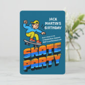 Retro Skateboard Birthday Invitation Kaart (Staand voorkant)