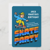 Retro Skateboard Birthday Invitation Kaart (Voorkant)