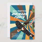 Retro Skateboard Birthday Invitation Kaart (Voorkant)