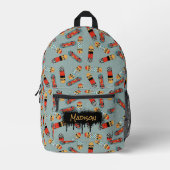 Retro Skateboard Blauw Aangepaste Naam School Bedrukte Rugzak (Voorkant)