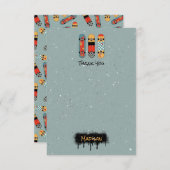 Retro Skateboard Blauw Cool Aangepaste Naam Kinder Bedankkaart (Voorkant / Achterkant)