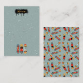 Retro Skateboard Blauw Cool Aangepaste Naam Kinder Notitiekaartje (Voorkant / Achterkant)