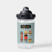 Retro Skateboard Blauw Cool Aangepaste Naam Waterfles (Achterkant)