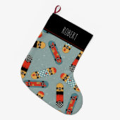 Retro Skateboard Blauw Cool Kinder Grote Kerstsok (Voorkant (Hangend))