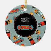 Retro Skateboard Blauw Cool Kinder Keramisch Ornament (Voorkant)