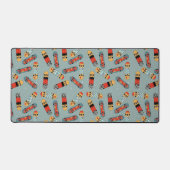 Retro Skateboard Blauw Koel Naadloos Patroon Bureaumat (Voorkant)