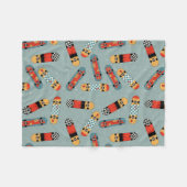 Retro Skateboard Blauw Koel Naadloos Patroon Fleece Deken (Voorkant (Horizontaal))