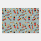 Retro Skateboard Blauw Koel Patroon Inpakpapier Vel (Voorkant 3)
