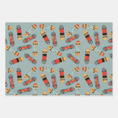 Retro Skateboard Blauw Koel Patroon Inpakpapier Vel (Voorkant 2)