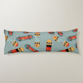 Retro Skateboard Blauw Koel Patroon Lichaamskussen (Achterkant)