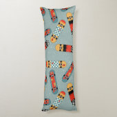 Retro Skateboard Blauw Koel Patroon Lichaamskussen (Achterkant (Verticaal))