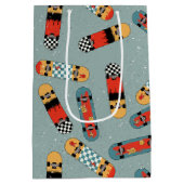 Retro Skateboard Blauw Koel Patroon Medium Cadeauzakje (Achterkant)