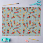 Retro Skateboard Blauw Koel Patroon Tissuepapier (Craft)