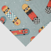 Retro Skateboard Blauw Koel Patroon Tissuepapier (Detail)