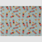 Retro Skateboard Blauw Koel Patroon Tissuepapier (Voorkant)